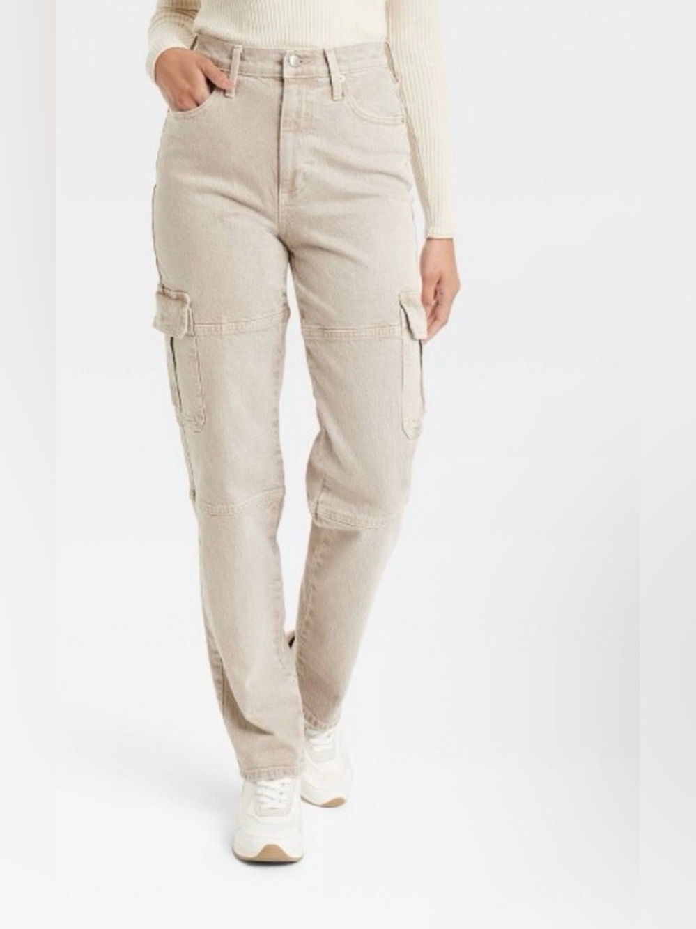 Universal Thread Beige High-Rise 90 Straight Jeans